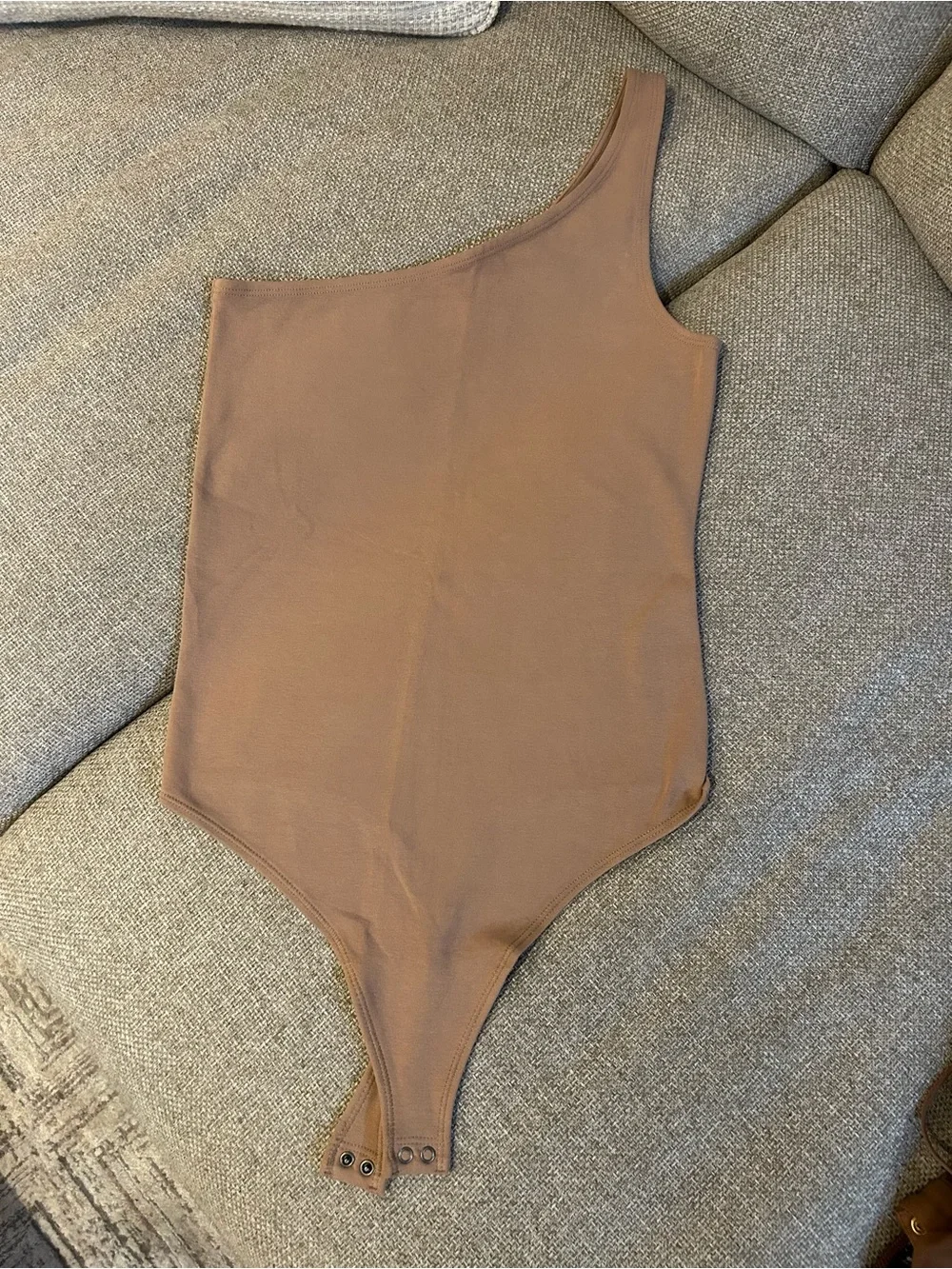 Abercrombie soft A&F collection brown one shoulder bodysuit, size S